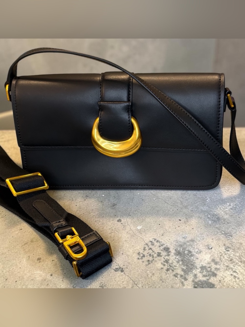 Donna Karan New York Leather Crossbody Bag with Gold Hardware